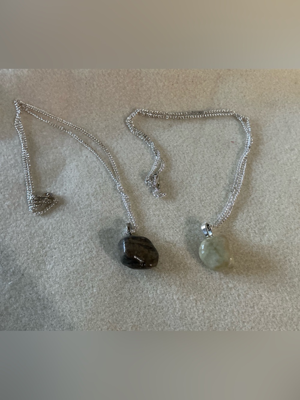 Set of 2 stone pendant necklaces, 23” each handmade